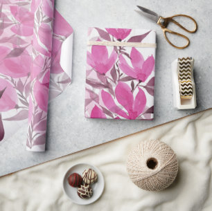 Ländliche rosa Feldblumen im Wasserfarbenstil Geschenkpapier