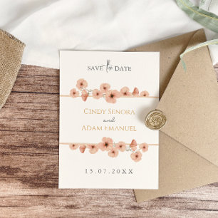 Ländliche rosafarbene Wildblumenhochzeit Save The Date