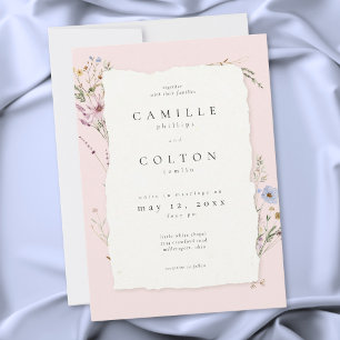 Ländliche Rosé Romantische Wildblumen-Hochzeit Einladung