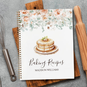 Ländliche Rosenblumen-Blumen-Grün-Bäckerei-Rezept Notizblock