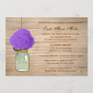 Ländliche rustikale Mason-Glas-Hydrangeen-Brautpar Einladung