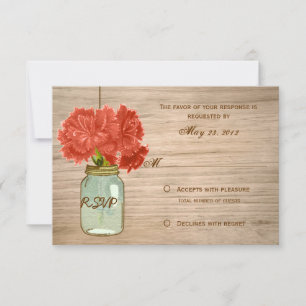 Ländliche rustikale Mason-Jar-Blumen-RSVP RSVP Karte