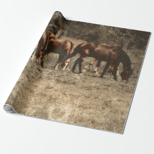 Ländliche rustikale westliche Pferdefarm im Vintag Geschenkpapier