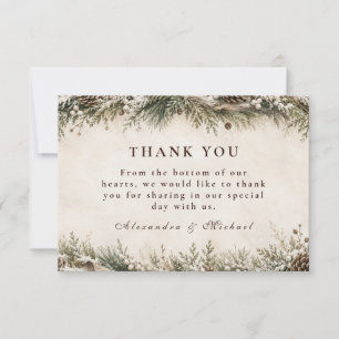 Ländliche Rustikale Winterhochzeit Dankeskarte