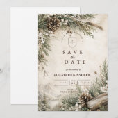 Ländliche Rustikale Winterhochzeit Save The Date (Vorne/Hinten)