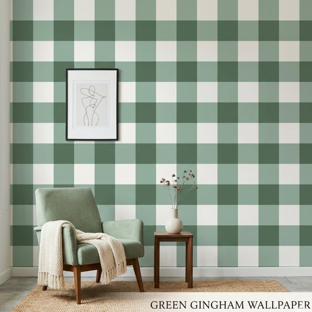 Ländliche Salbei-Grün-Gingham-Buffalo-Karo-Tapete Tapete (Von Creator hochgeladen)