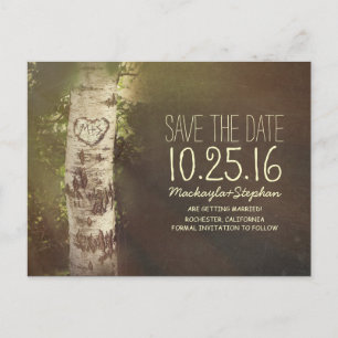 Ländliche Save-the-Date-Karte mit Birke Ankündigungspostkarte
