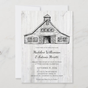 Ländliche Scheune Einfache Holz-Hochzeitseinladung Save The Date