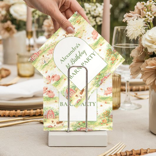 Ländliche Scheunenhof-Tiere 1. Geburtstag Serviette