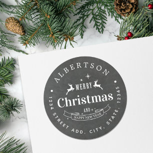 Ländliche Schiefertafel-Weihnachts-Familien-Rückse Runder Aufkleber