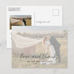Ländliche Schrift Foto Moderne Hochzeit Dankeschön Postkarte
