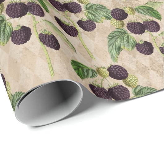 Ländliche schwarze Beeren Geschenkpapier (Rolleneckpunkt)