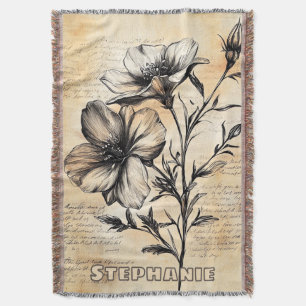 Ländliche Sepia-Botanik Französische Landblumen Decke