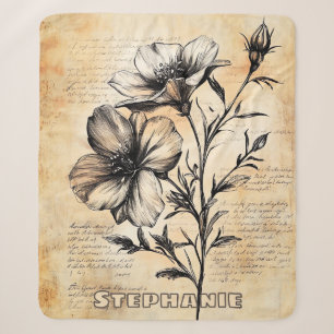 Ländliche Sepia-Botanik Französische Landblumen Sherpadecke