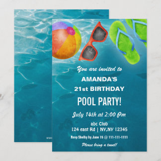 Ländliche Sommerpoolparty zum Geburtstag Einladung