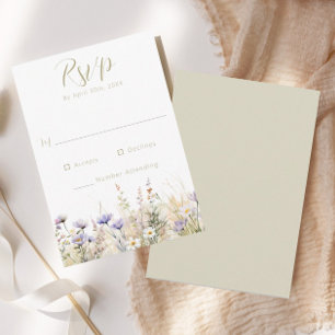 Ländliche Sommerwiese Wildblumen Hochzeit Antwortk RSVP Karte