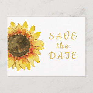 Ländliche Sonnenblume. Landhochzeit  Save the Date Einladungspostkarte