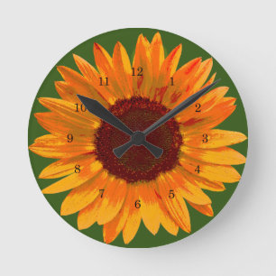 Ländliche Sonnenblume Minimalistischer Landküche Runde Wanduhr