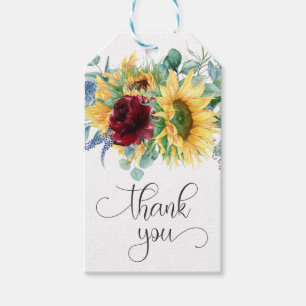 Ländliche Sonnenblumen Boho Floral Danke schön Geschenkanhänger
