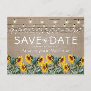 Ländliche Sonnenblumen-Gartenleuchten zur Hochzeit Ankündigungspostkarte