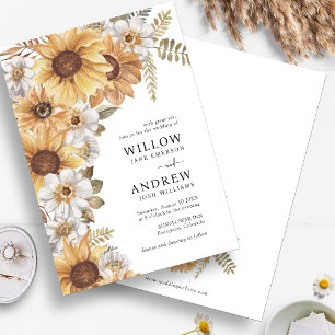Ländliche Sonnenblumen-Hochzeitseinladungen Einladung
