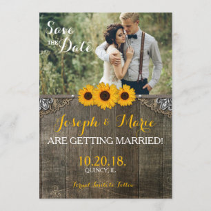 Ländliche Sonnenblumen-Hochzeitskarte Einladung