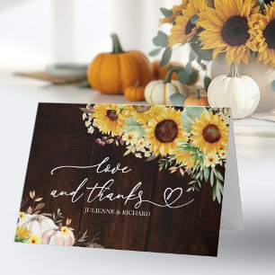 Ländliche Sonnenblumen-Kürbis-Herbst-Hochzeits-Dan Karte