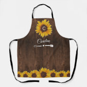Ländliche Sonnenblumen-Monogramm-Holzküche Schürze (Vorderseite)