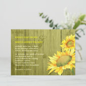 Ländliche Sonnenblumen Olivenöl Grüne Hochzeit Einladung (Stehend Vorderseite)