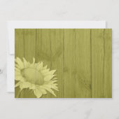 Ländliche Sonnenblumen Olivenöl Grüne Hochzeit Einladung (Rückseite)