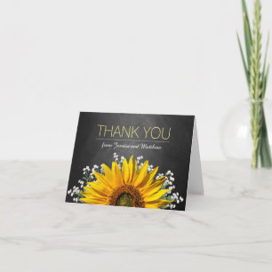 Ländliche Sonnenblumen-Schiefertafel-Dankeskarten Dankeskarte