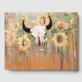 Ländliche Sonnenblumen Stier Schädel Western Flora Gästebuch (Rückseite)