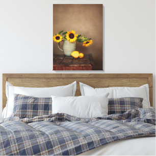 Ländliche Sonnenblumen und Zitronen Leinwanddruck