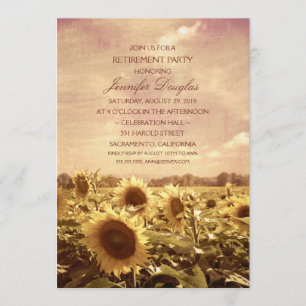 Ländliche Sonnenblumenfeld-Blumen-Ruhestandsfeier Einladung