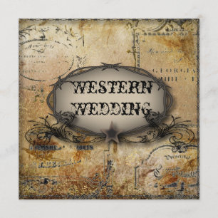 ländliche Stacheldraht-Western-Land-Cowboy-Hochzei Einladung