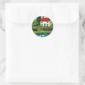 Ländliche Stadt Runder Aufkleber (Tasche)