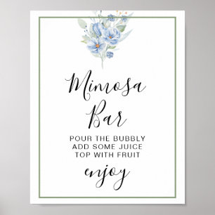 ländliche staubblaue Wasserfarben Blumen & Blätter Poster