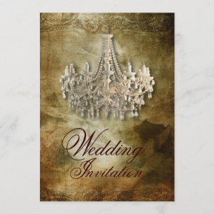 ländliche Steampunk-Vintage-Kronleuchter-Hochzeit Einladung