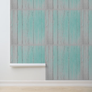 Ländliche Strandholz Teal Grau Vintage Elegant Tre Tapete