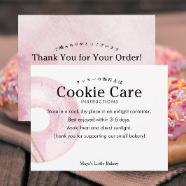 Ländliche süße rosa Donut-Kekspflegehinweise Dankeskarte