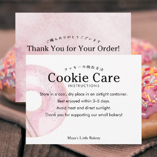 Ländliche süße rosa Donut-Kekspflegehinweise Dankeskarte