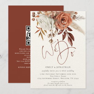 Ländliche Terrakotta-Blumen Wir erstellen QR-Code- Einladung