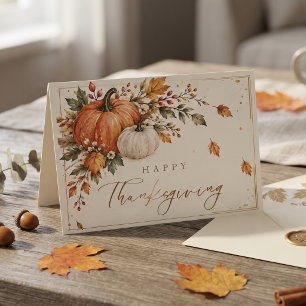 Ländliche Thanksgiving-Dinnerparty-Kürbis Feiertagskarte