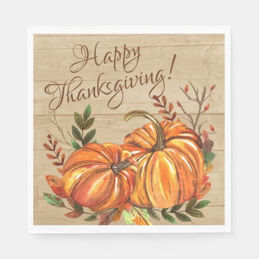 Ländliche Thanksgiving-Kürbisse Serviette (Vorderseite)