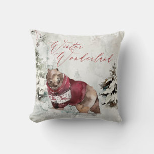 Ländliche Tierwelt Winter Wonderland Szene Kissen