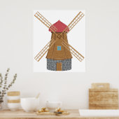 Ländliche traditionelle Holz-Windmühle Poster (Küche)