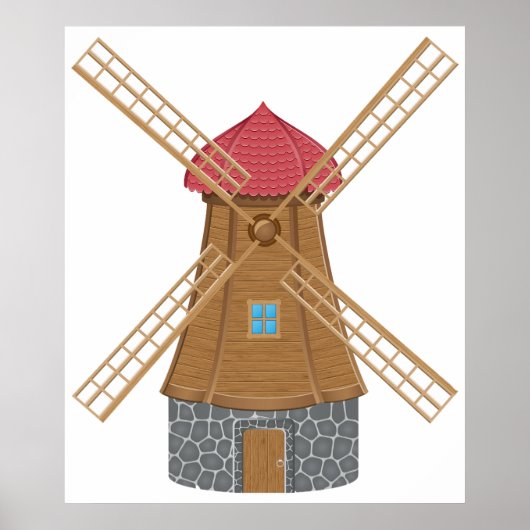 Ländliche traditionelle Holz-Windmühle Poster (Vorne)