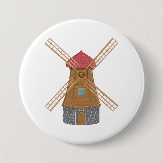 Ländliche traditionelle hölzerne Windmühle Button (Vorderseite)