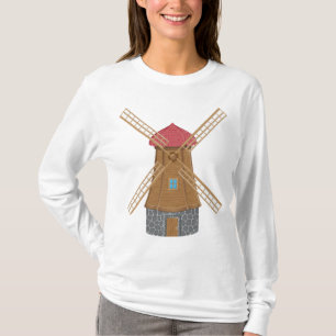 Ländliche traditionelle hölzerne Windmühle T-Shirt