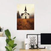 Ländliche verlassene Kirchenmalerei Poster (Heimbüro)